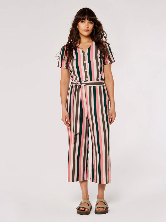 Vertical Striped Buttoned Top, Pink, large