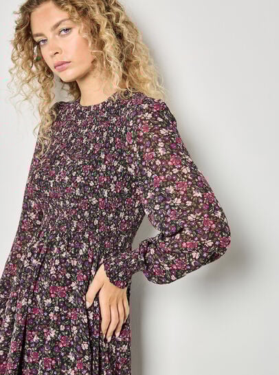 Ditsy Floral Smocked Mini Dress