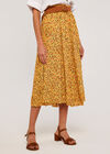 Ditsy Belted Midi Skirt, Yellow, large
