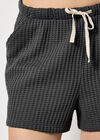 Waffle Knit Mini Shorts, Dark Grey/Charcoal, large