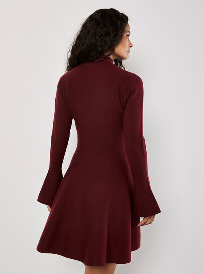 Bell Sleeve Knitted Skater Mini Dress