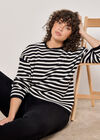 Curve Stripe Heavy Knit Jumper, Black, large
