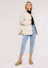 Collarless Quilted Jacket, Stone, large