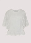 Floral Broderie Batwing Top, White, large