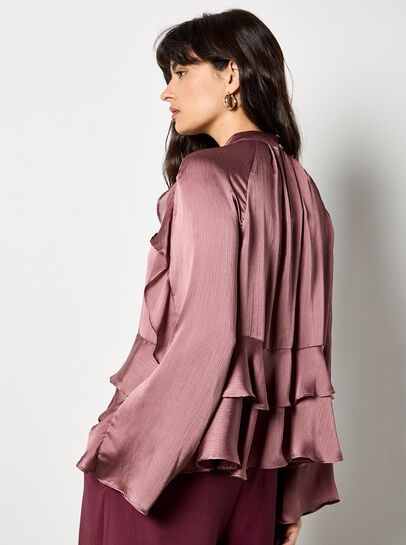 Ruffle Crinkle Satin Top