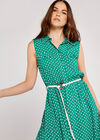 Polka Dot Midi Shirt Dress, Green, large