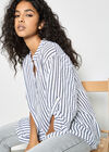 Oversized Cotton Stripe Shirt, White, large