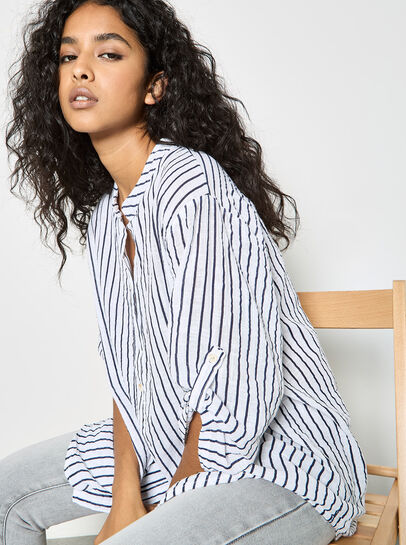 Oversized Cotton Stripe Shirt