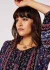 Folk Border Print Mini Dress, Red, large
