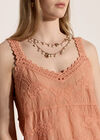 Floral Embroidery Crochet Cotton Top, Peach, large