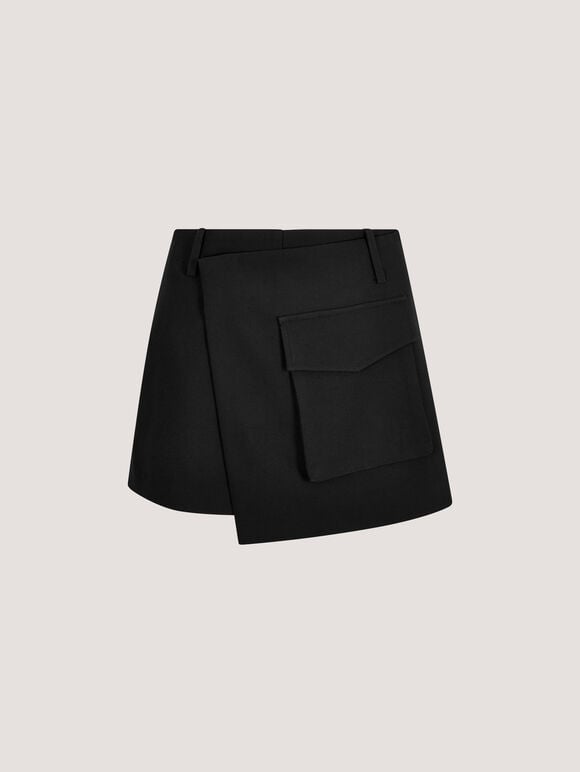 Pocket Wrap Mini Skort, Black, large