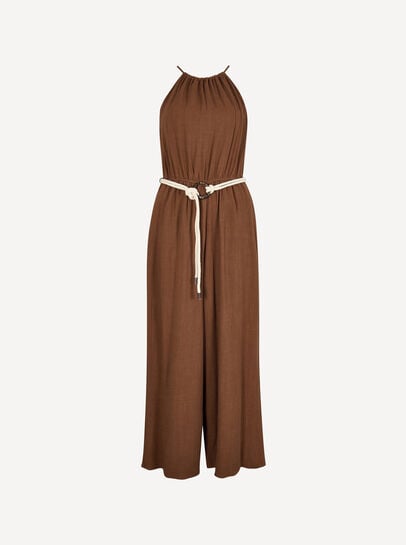 Cotton Blend Wide-Leg Jumpsuit