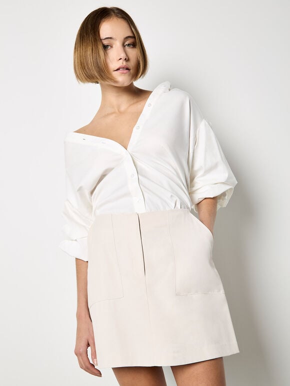 Tailored Mini Skirt, Stone, large