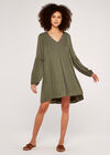 Lace Detail Smock Dress, Khaki, large