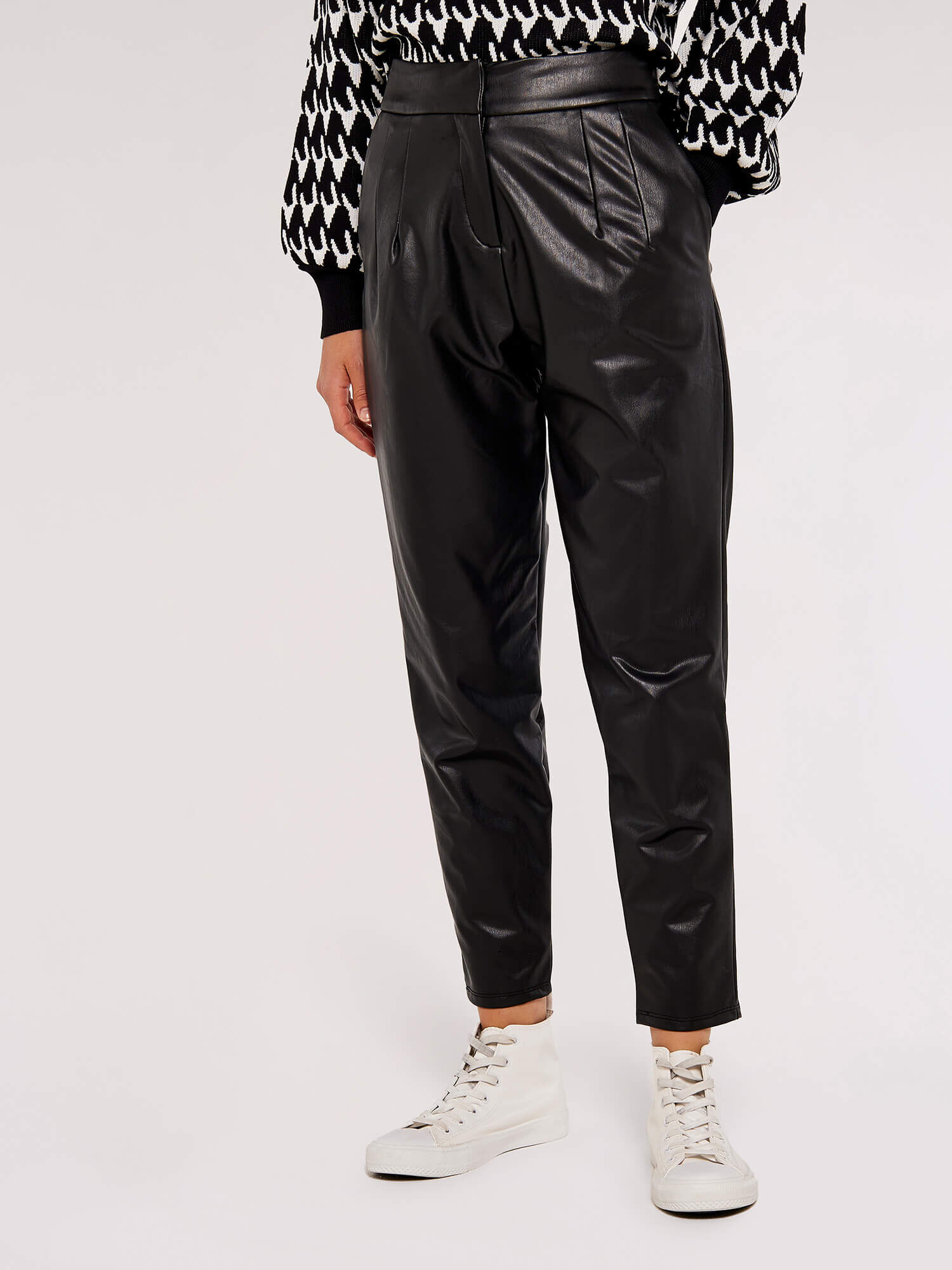 Leather tapered trousers store