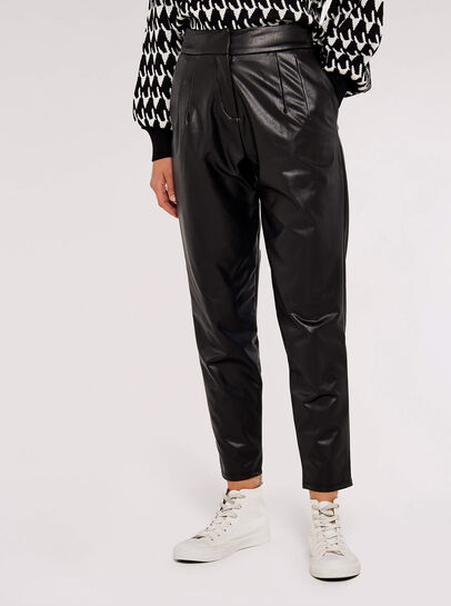 Leather Look Tapered Trousers