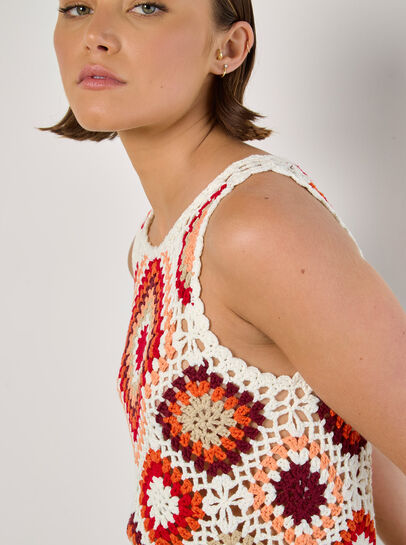 Diamond Crochet Crop Vest Top