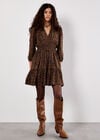 Paisley Ruffle Soft Mini Dress, Rust, large