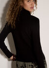 Ribbed Knit Asymmetric Cardigan, Black, large