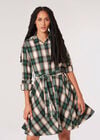 Check Shirt Skater Mini Dress, Green, large
