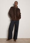Fleece Cardigan, Brown, large