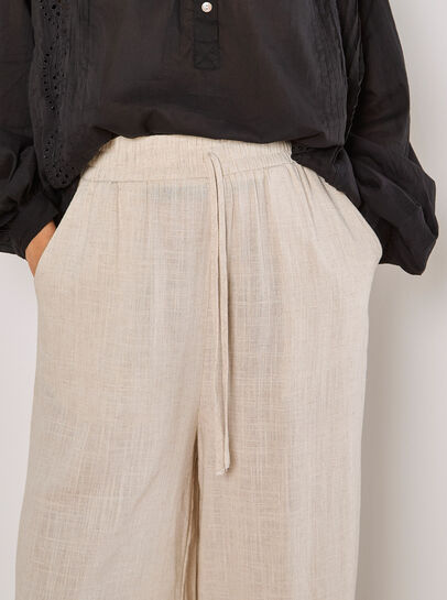 Wide Leg Linen Mix Trousers
