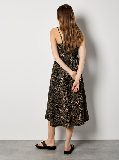 Cheetah Print Corset Cami Midi Dress