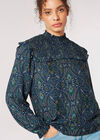 Paisley Ruffle Top, Navy, large