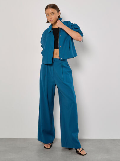 Tailored Cropped Jacket- Trousers-Teal