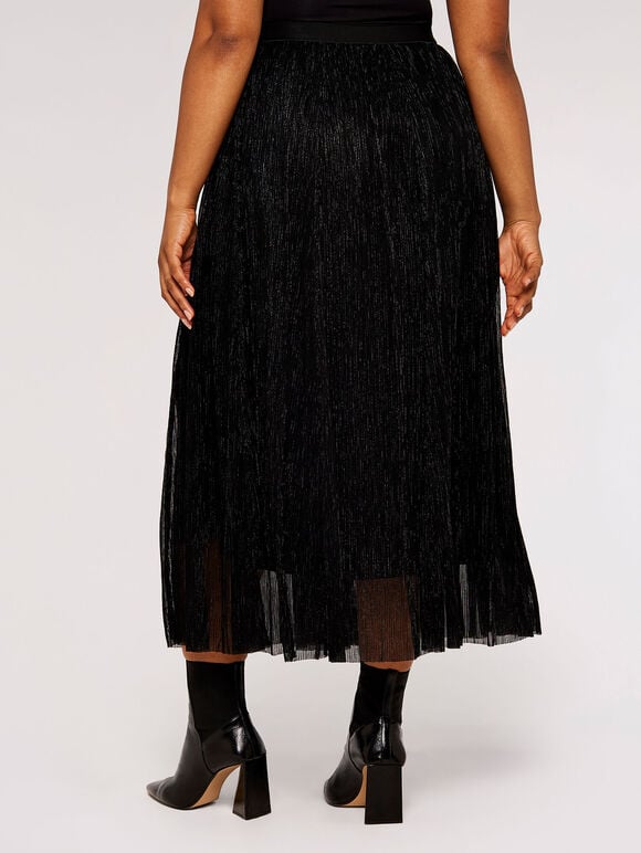 Curve Lurex Midi Skirt, Black, large
