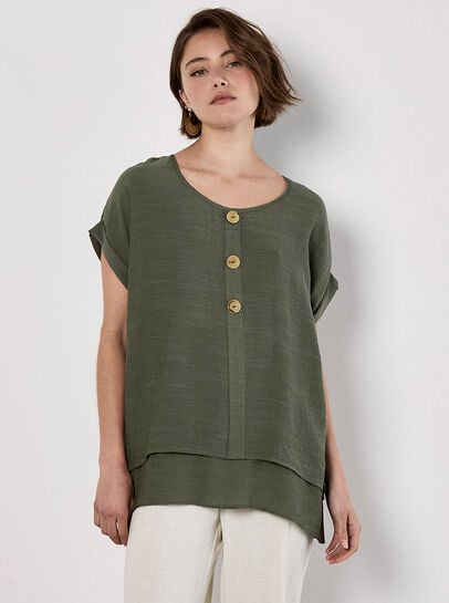 Coconut Button Layered Top
