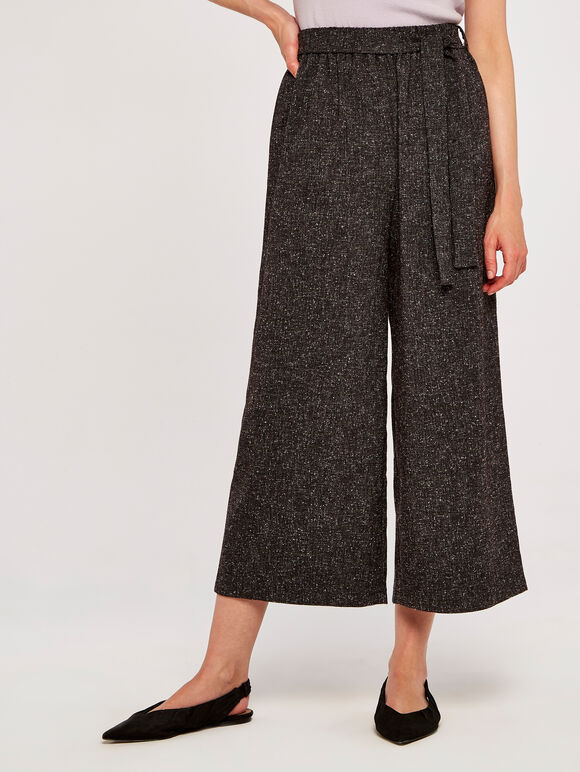 Twill Culotte Trousers, Black, large