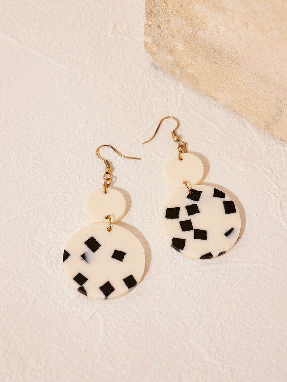 Black & White Chip Earrings, Assorted, large