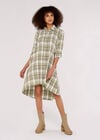 Plaid Shirt Dress, Khaki, large