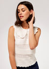 Lace Collar Knit Top, Cream, large