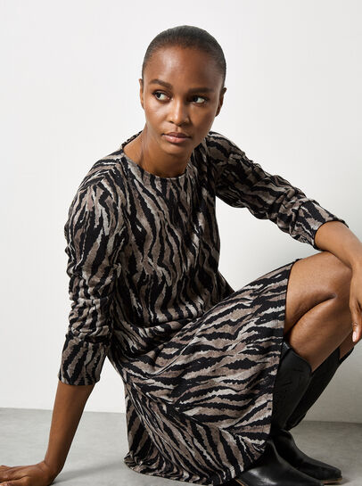 Zebra Knit Swing Mini Dress