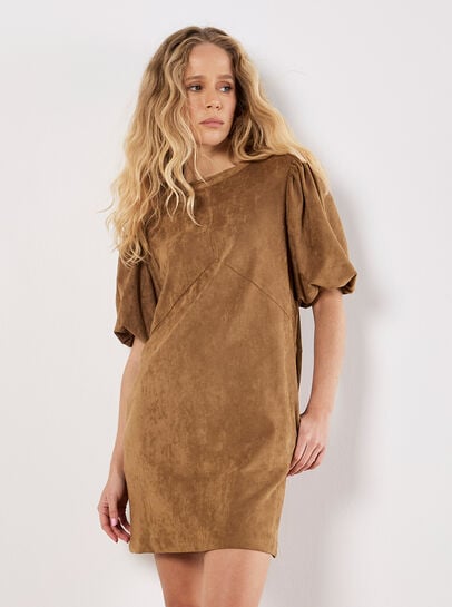 Suede Shift Mini Dress