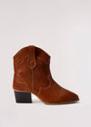 Tan Ankle Leather Boots, Brown, large