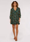 Ditsy Ruffle Mini Dress, Green, large