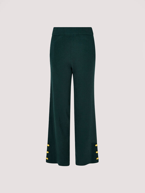 Ribbed Wide Leg Trousers, Green, large