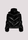 Faux Leather Chevron Fur Jacket, Black, large