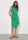 Animal Print Zip Mini Dress, Green, large