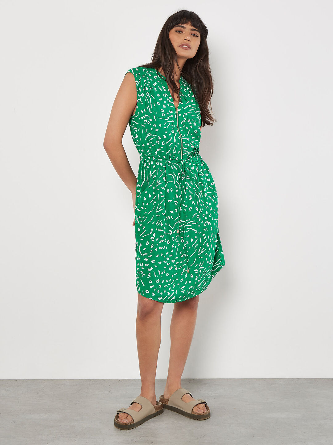 Animal Print Zip Mini Dress