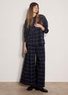 Oversized Check Print Shirt, Navy, large