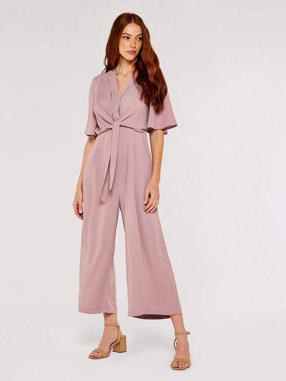 Tie Front Jumpsuit Apricot Clothing