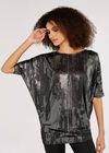 Metallic Squares Batwing Top, Black, large