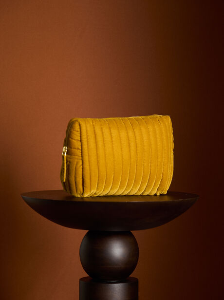 Quilted Velvet Makeup Pouch