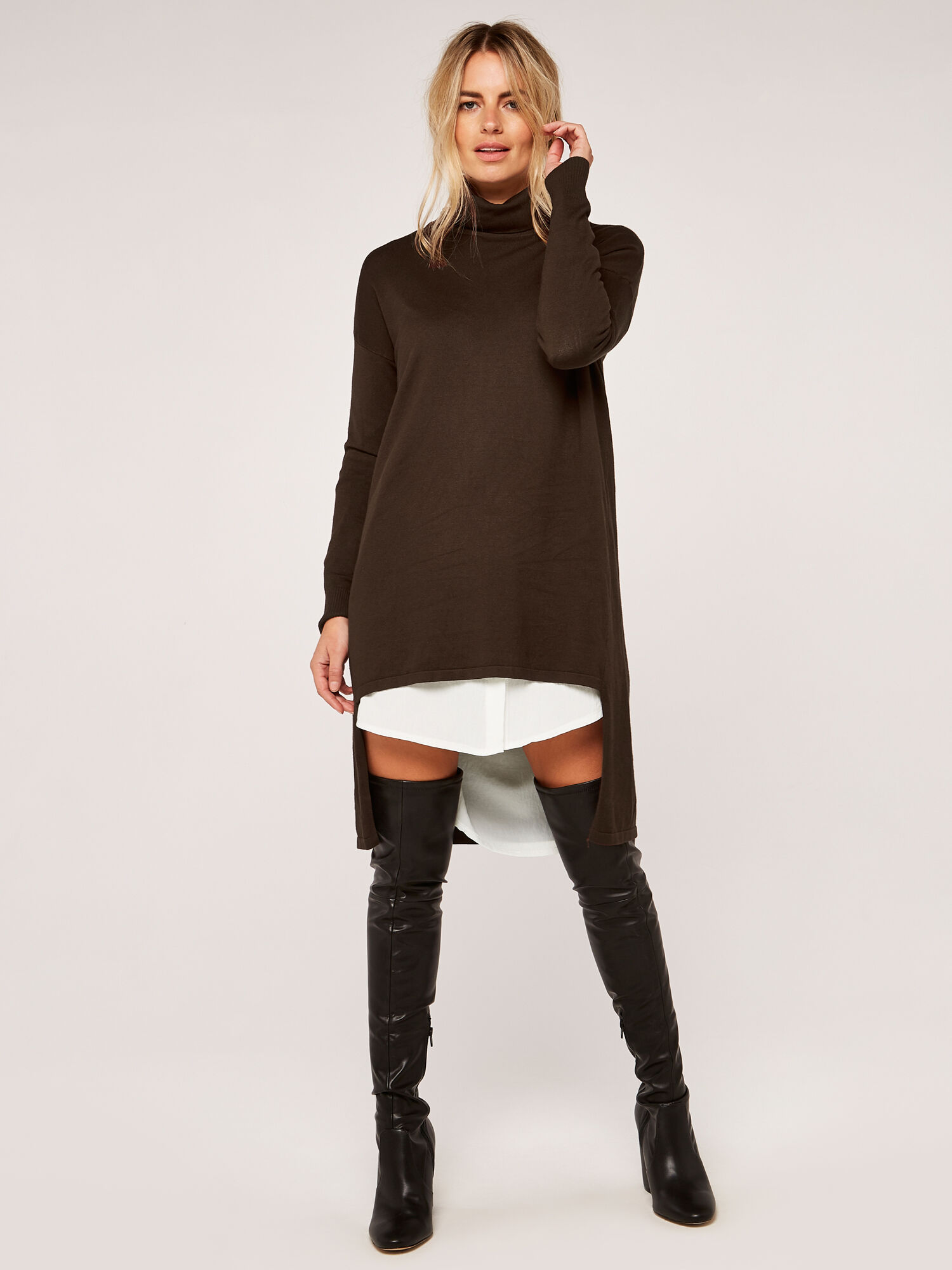 Roll neck tunic jumper on sale