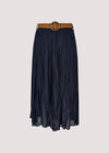 Shimmer Crinkle Midi Skirt, Navy, large