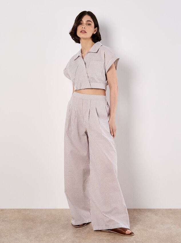 Stripe Wide Leg Trousers, Stone, large